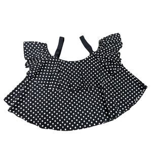 Zara Basics Cold Shoulder Ruffled Polka Dot Top Small Black White